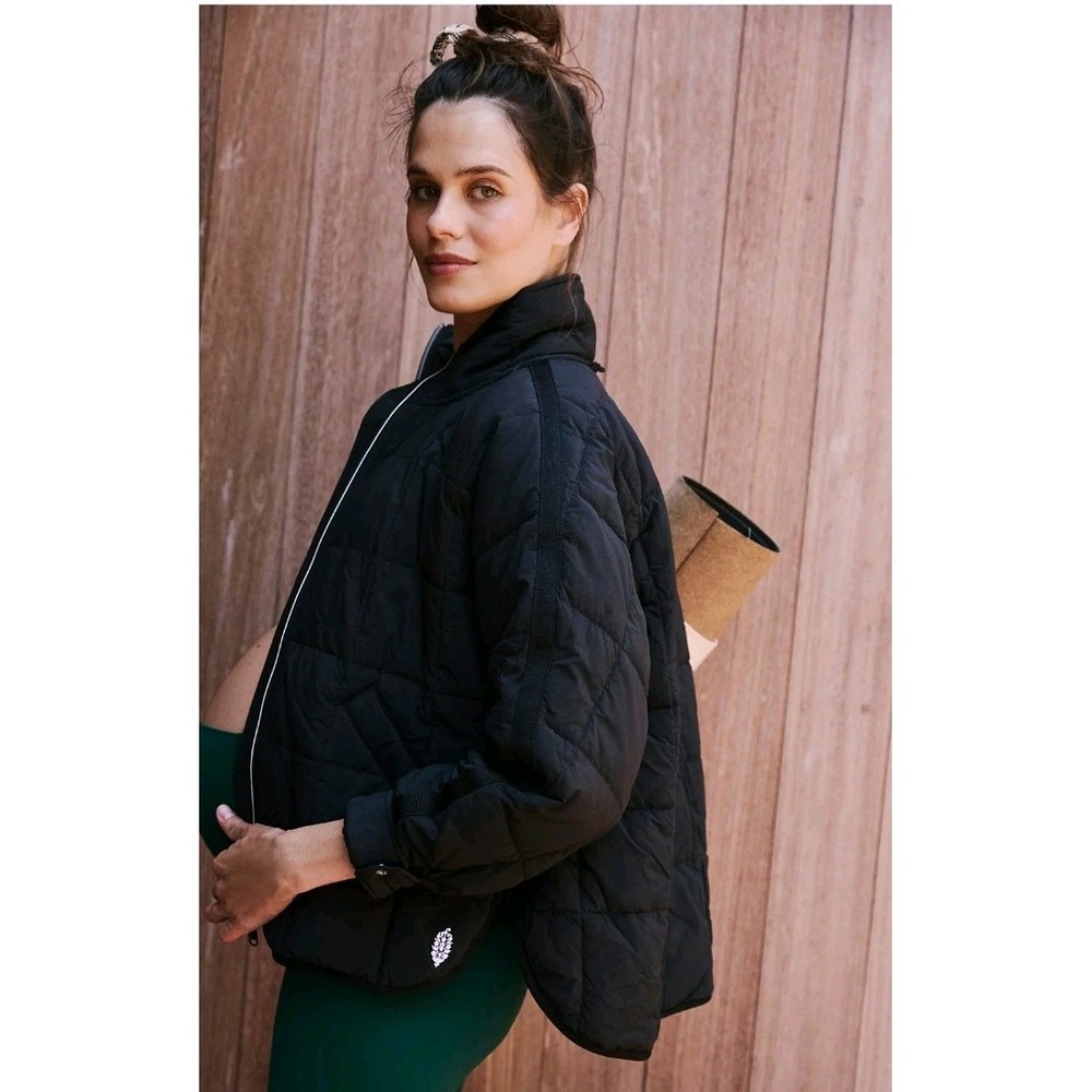 Free People FP Movement HATCH Pippa Maternity Quilted Coat Black XS OB1988020